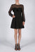 Sophisticated Black Ruffled Long Sleeve Evening Dress