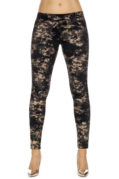 Elegant Chic Animal Print Stretch Leggings with Stylish Accents