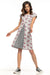 Tessita Striped Trapezoidal Cotton Day Dress with Elegant Front Contour Detail