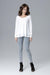 Chic Frill-Embellished Long Sleeve Blouse with Half-Round Neck