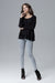 Chic Frill-Embellished Long Sleeve Blouse with Half-Round Neck