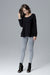 Chic Frill-Embellished Long Sleeve Blouse with Half-Round Neck