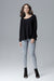 Chic Frill-Embellished Long Sleeve Blouse with Half-Round Neck