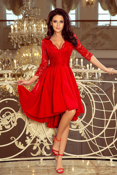 Crimson Elegance Asymmetrical Evening Gown from Europe