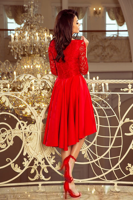 Crimson Elegance Asymmetrical Evening Gown from Europe