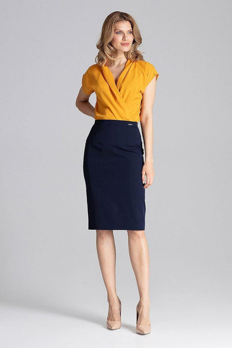 Chic Overlapping Back Knee-Length Pencil Skirt