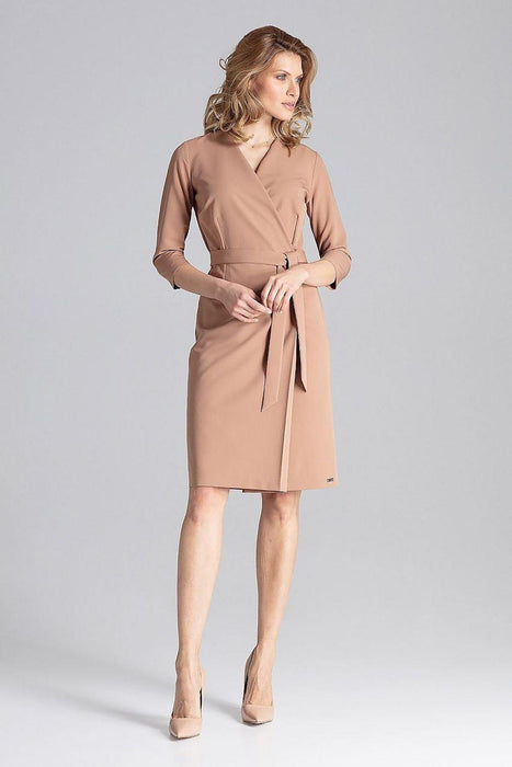 Sophisticated Business Dress with Stylish Waist Belt