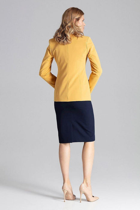 Chic One-Button Blazer with Playful Colorful Lining and Elegant Envelope Neckline