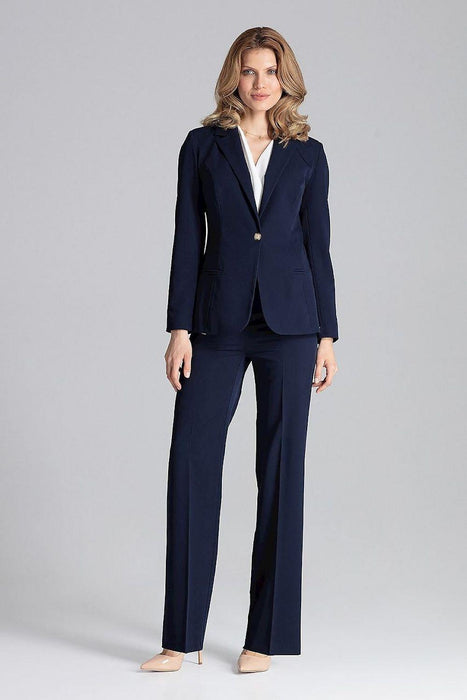 Chic One-Button Blazer with Playful Colorful Lining and Elegant Envelope Neckline