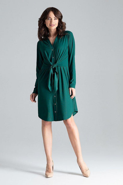 Elegant Tie-Waist Shirt Dress