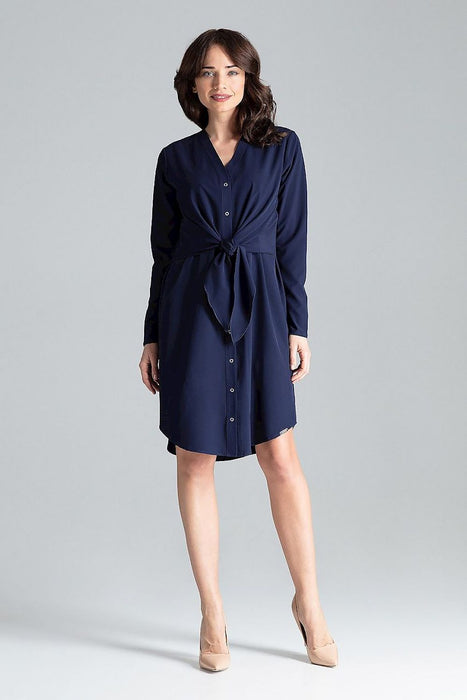 Elegant Tie-Waist Shirt Dress