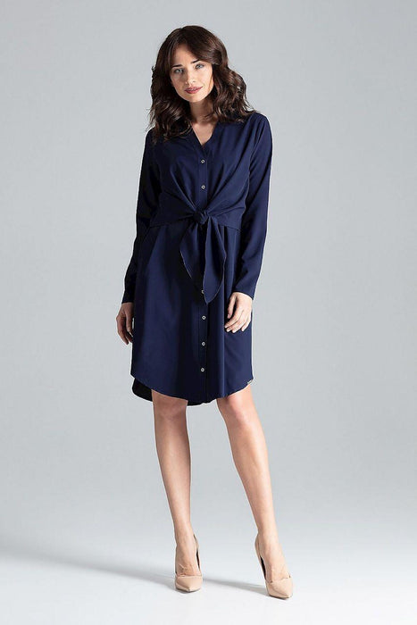 Elegant Tie-Waist Shirt Dress