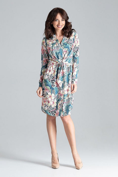 Elegant Tie-Waist Shirt Dress