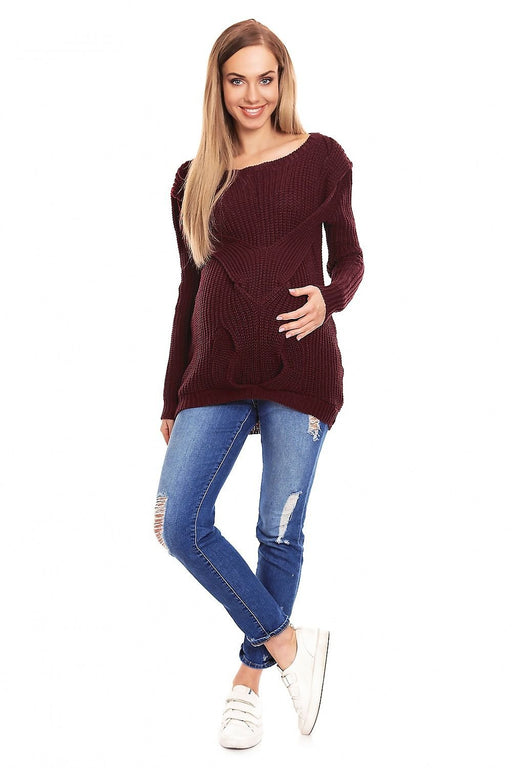 Elegant Braided Neck Sweater for Expecting Mothers