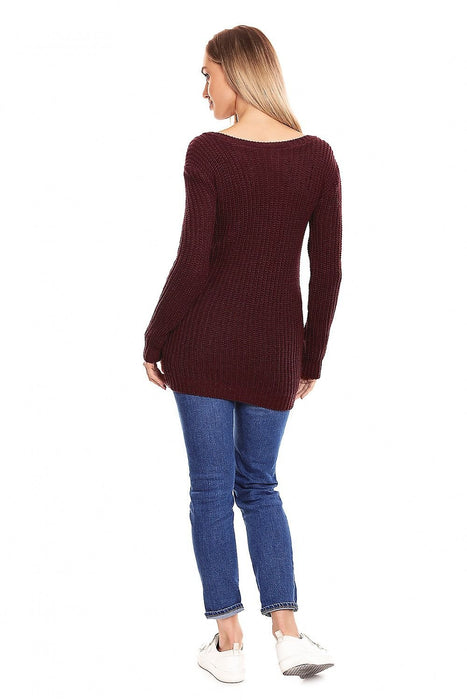 Elegant Braided Neck Sweater for Expecting Mothers