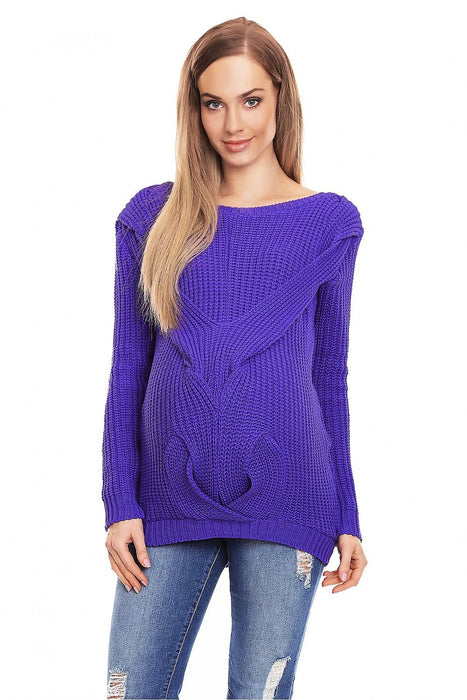 Elegant Braided Neck Sweater for Expecting Mothers