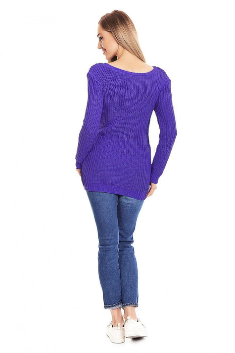 Elegant Braided Neck Sweater for Expecting Mothers