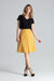 Chic Contrast Pleated A-Line Midi Skirt