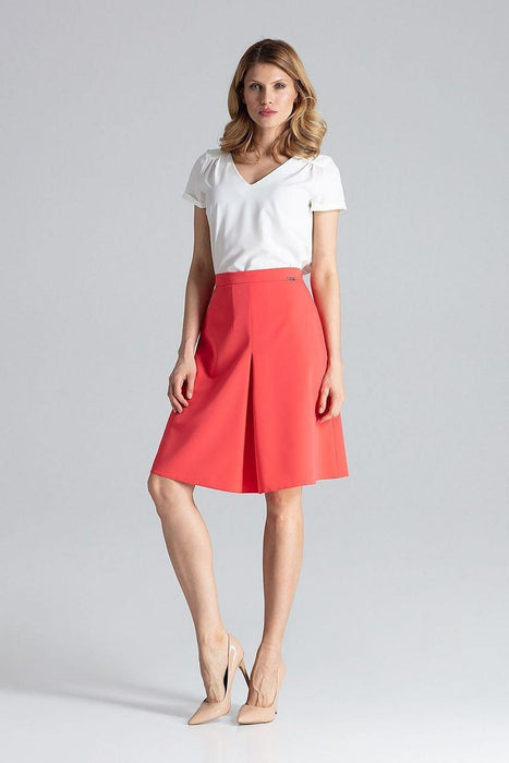 Chic Contrast Pleated A-Line Midi Skirt