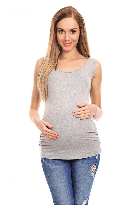 Chic Maternity and Postpartum Blouse with Elegant Pleating