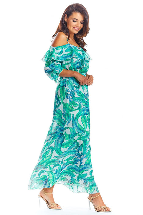 Elegant Customizable Neckline Spanish Maxi Dress