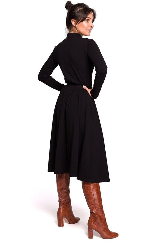 Side Slit Flared Knit Midi Skirt in Lightweight Fabric