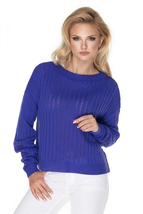 Cozy Knit Boat Neck Sweater with Peekaboo Stitch