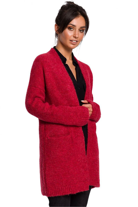 Luxurious Textured Wool Blend Cardigan with Convenient Front Pockets