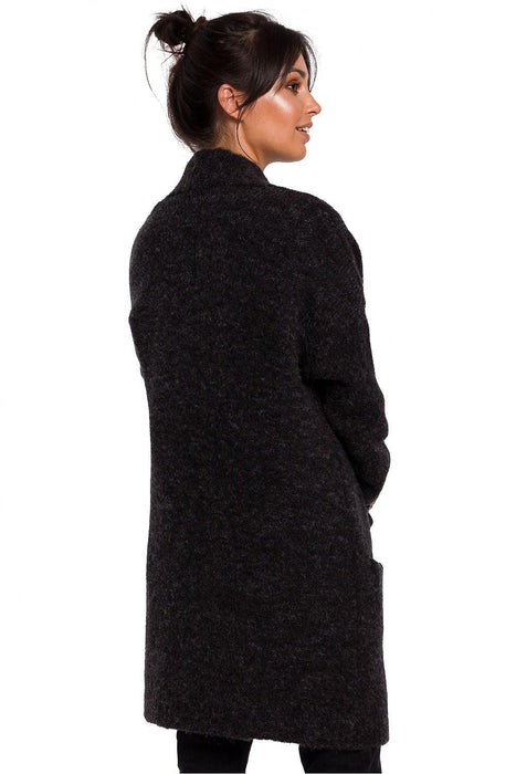 Luxurious Textured Wool Blend Cardigan with Convenient Front Pockets