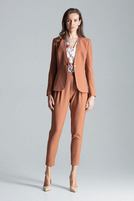 Chic Tailored Patterned Blazer with Waist Definition