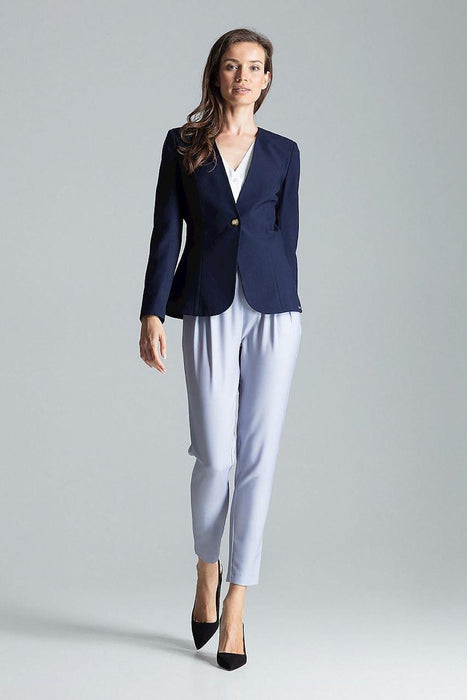 Chic Tailored Patterned Blazer with Waist Definition