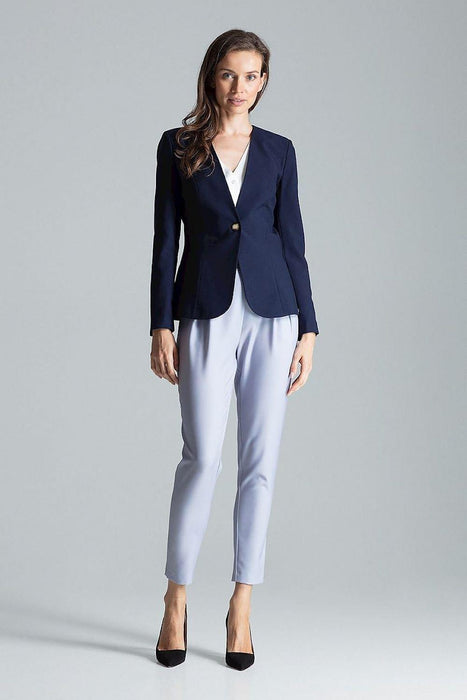 Chic Tailored Patterned Blazer with Waist Definition