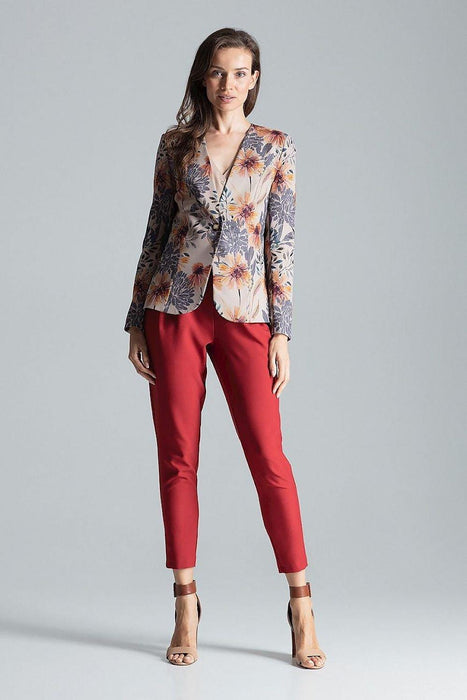 Chic Tailored Patterned Blazer with Waist Definition