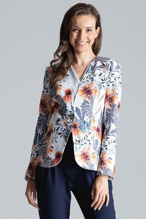 Chic Tailored Patterned Blazer with Waist Definition