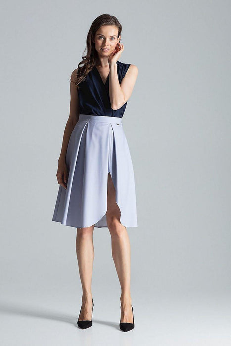 Elegant Asymmetrical Pleated Midi Skirt with Convenient Side Zipper