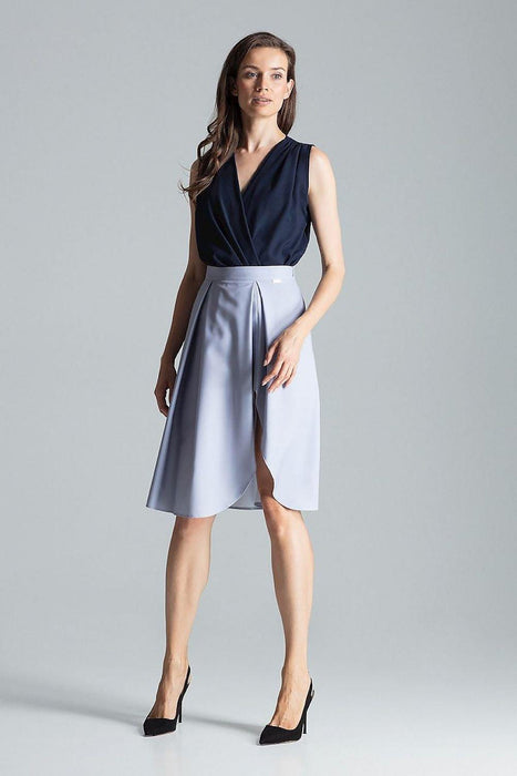 Elegant Asymmetrical Pleated Midi Skirt with Convenient Side Zipper