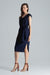 Chic Navy Blue V-Neck Midi Dress with Sensational Side Slit