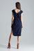 Chic Navy Blue V-Neck Midi Dress with Sensational Side Slit