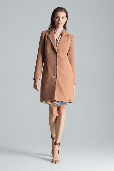 Chic Grey Mid-Length Coat with Elegant Collar and Trendy 3-Button Front Closure