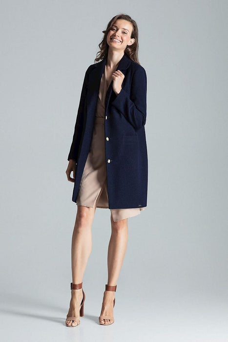 Chic Grey Mid-Length Coat with Elegant Collar and Trendy 3-Button Front Closure