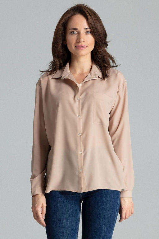 Lenitif's Chic Button-Up Relaxed Fit Long Sleeve Shirt