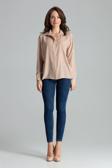 Lenitif's Chic Button-Up Relaxed Fit Long Sleeve Shirt