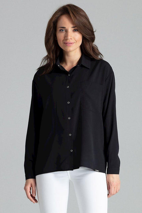 Lenitif's Chic Button-Up Relaxed Fit Long Sleeve Shirt