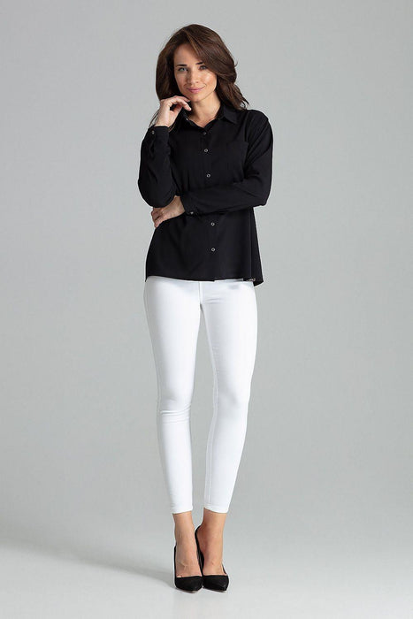 Lenitif's Chic Button-Up Relaxed Fit Long Sleeve Shirt