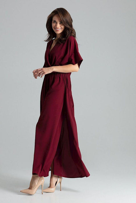 Floral Kimono Sleeve Long Dress with Stylish Envelope Neckline