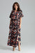 Floral Kimono Sleeve Long Dress with Stylish Envelope Neckline