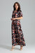 Floral Kimono Sleeve Long Dress with Stylish Envelope Neckline