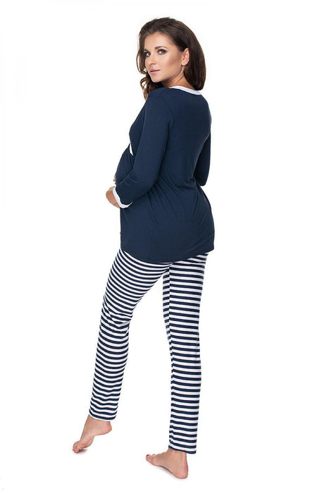 Navy Blue Maternity Pajama Set with Nursing Features for Ultimate Comfort