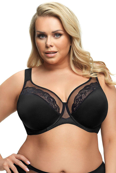 Luxurious Black Lace Underwired Bra for Enhanced Curvy Support