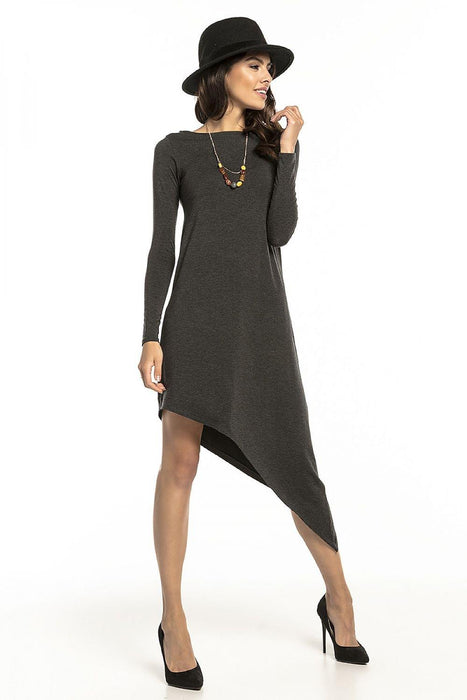 Twilight Elegance Viscose Knit Asymmetrical Hem Dress